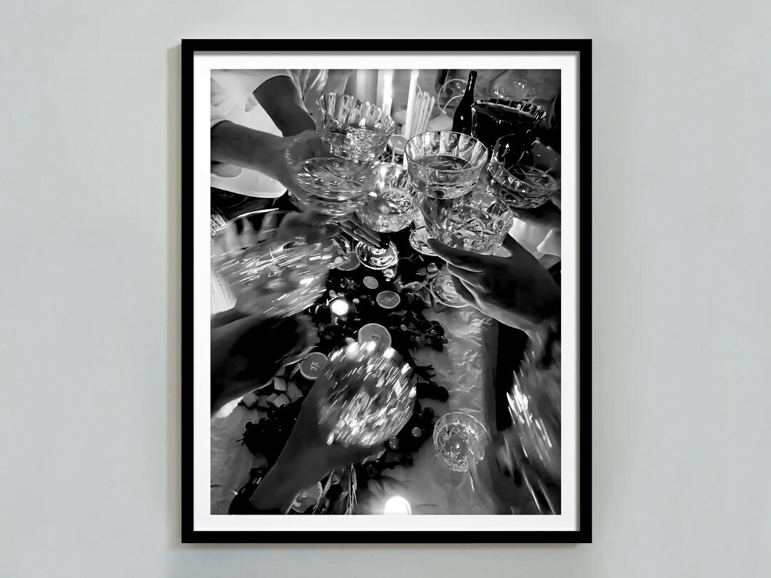 Cheers Print, Black and White, Champagne Poster, Vintage Bar Print, Cocktail Wall Art, Bar Cart P... | Etsy (US)