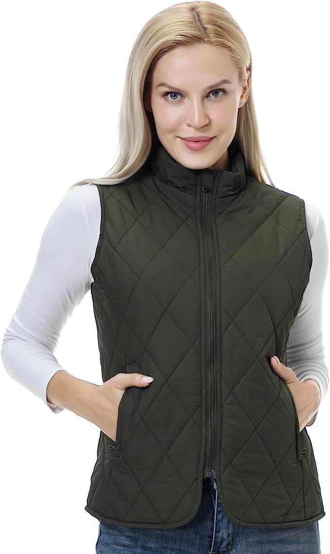 Women's Gilet Lightweight Quilted Vest Jacket Padded Waistcoat Stand Collar Ladies Bodywarmer Sle... | Amazon (UK)