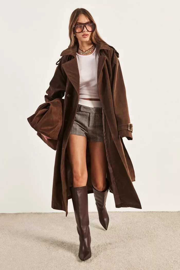 Vintage Suede Look Trench Coat | boohoo (US & Canada)
