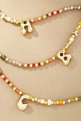 Beaded Bubble Letter Monogram Necklace | Anthropologie (US)