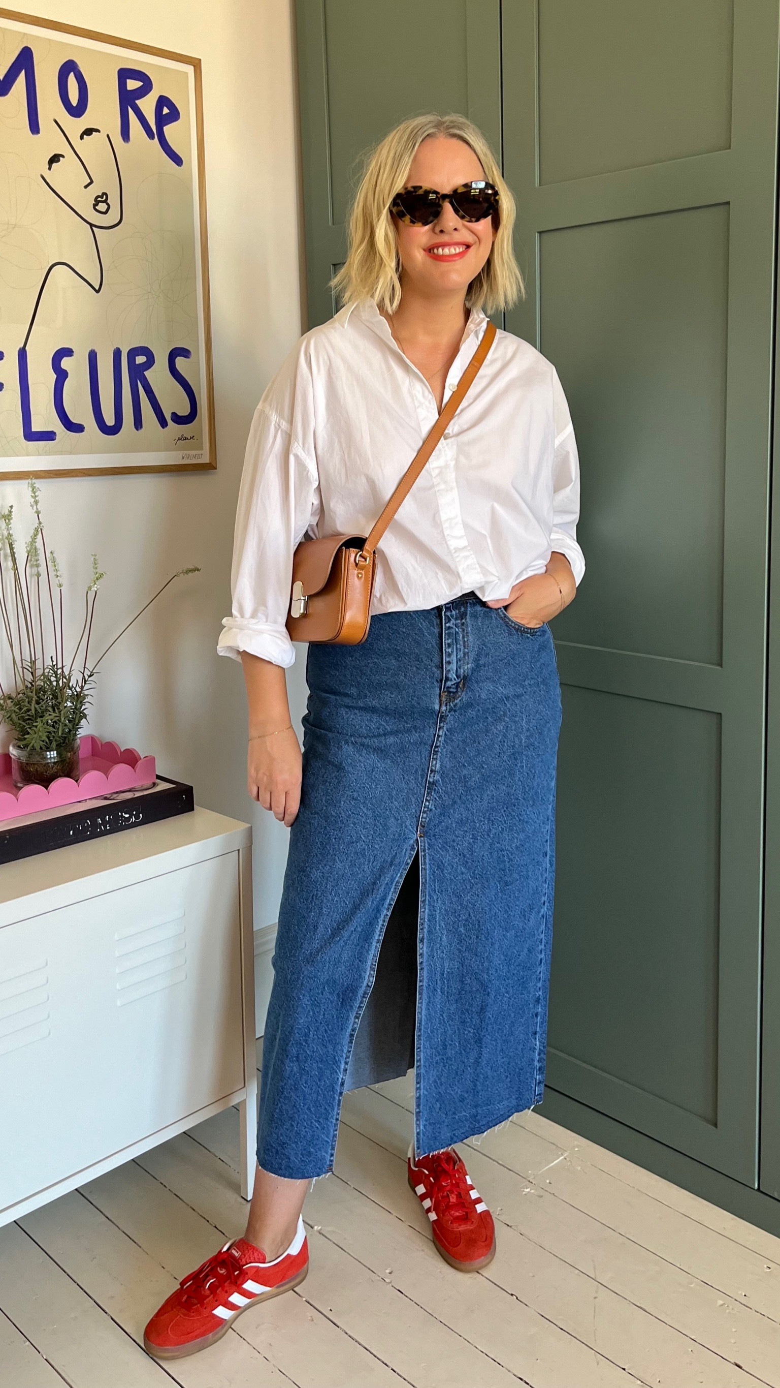 Crossbody Bag, M&S, Gazelle Trainers, Office, Denim Skirt, Debenhams, White Shirt, Boden

#LTKSeasonal #LTKeurope #LTKstyletip