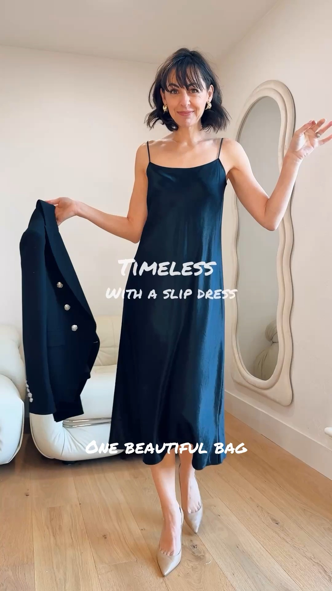 My handbag shopping suggestion. This is how I style the same bag, timeless, or trendy with a dress.