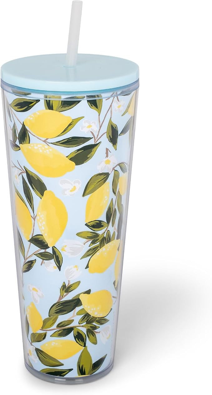 Mary Square SH00058 Bright Yellow Lemon Love Citrus 24 ounce Acrylic Travel Tumbler with Straw Fo... | Amazon (US)