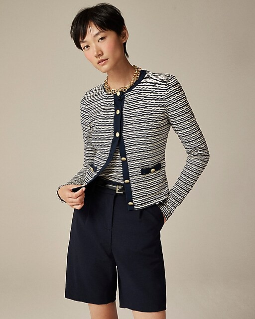 Shrunken cardigan in jacquard cotton blend | J. Crew US