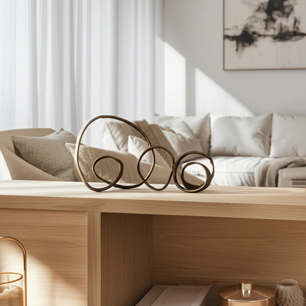 Decorative Object Metal and Aluminum Abstract Looped Rings Metallic Finish for Home or Office - 1... | Wayfair North America