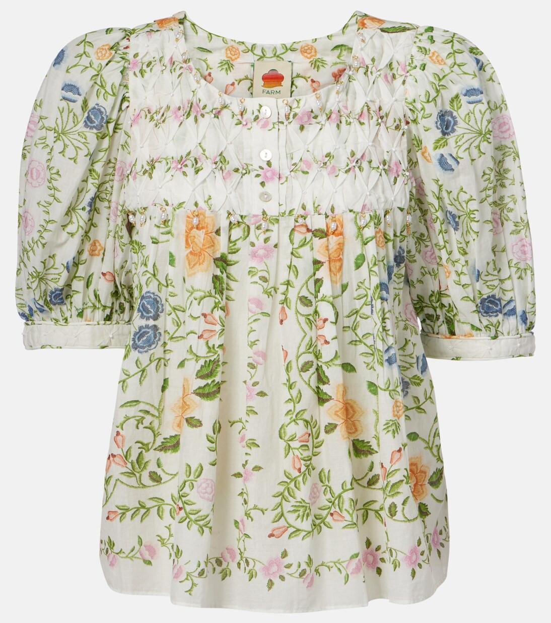Folk Floral embellished cotton blouse | Mytheresa (US/CA)