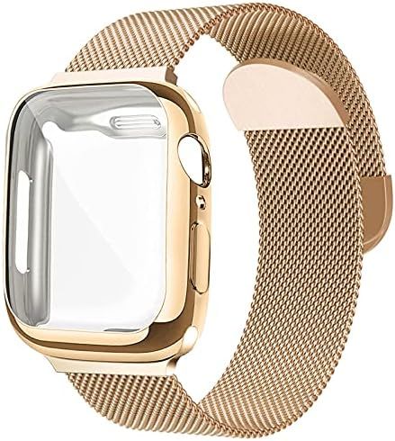 Metal Mesh Magnetic Band with Case Compatible with Apple Watch Bands 44mm,Sport Adjustable Stainless | Amazon (US)