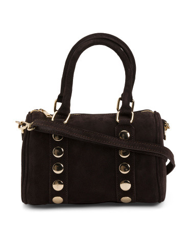 Made In Italy Suede Studded Shoulder Bag | TJ Maxx
