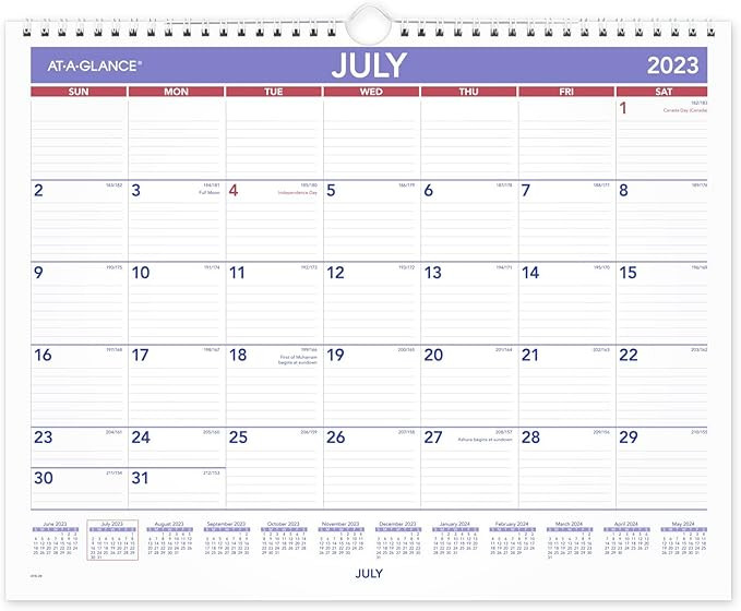 AT-A-GLANCE 2023-2024 Academic Wall Calendar, Monthly, 15" x 12", Medium, Ruled Daily Blocks (AY8... | Amazon (US)