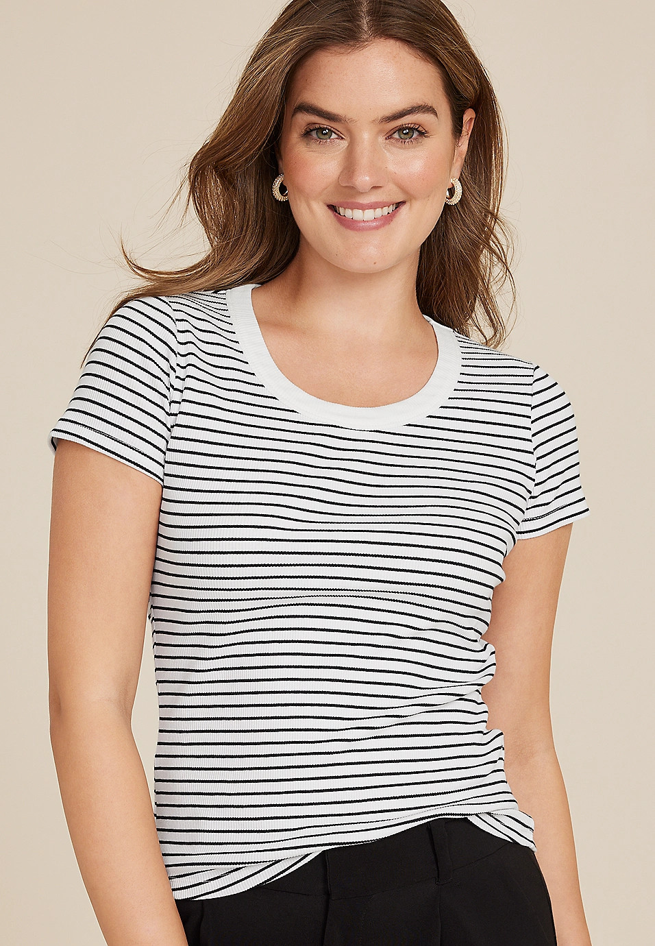 24/7 Jordan Striped Scoop Neck Tee | Maurices