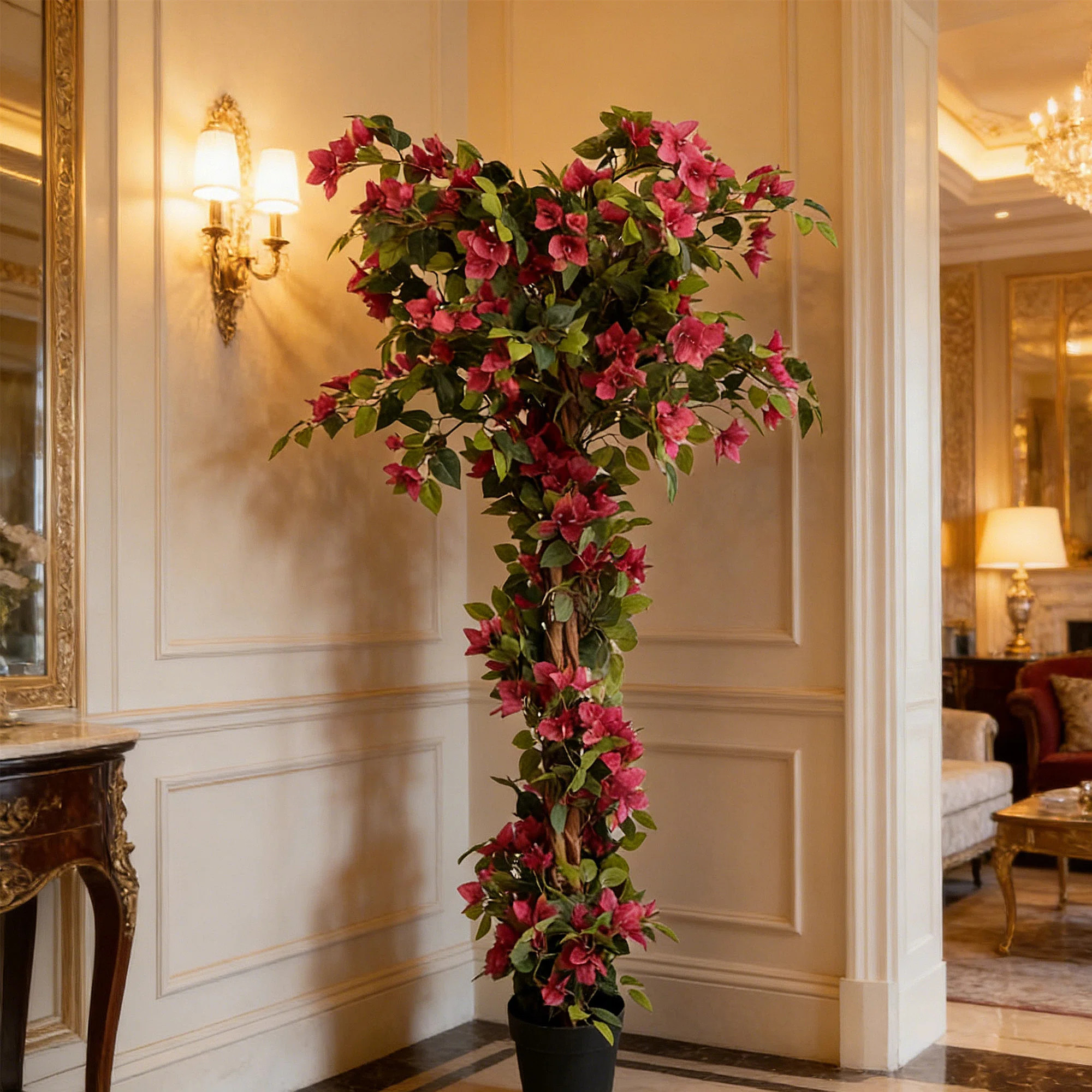 Primrue 5 Feet Artificial Bougainvillea Tree With Plastic Pot \u2013 63 Inch Faux Blooming Tree F... | Wayfair North America