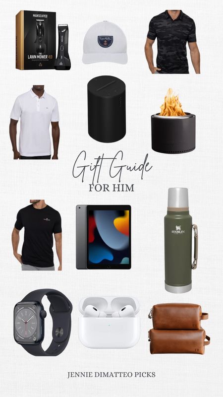 Gift guide for him, polo, tee, solo stove, Sonos speaker, iPad, Apple Watch, earbuds, thermos, gift ideas, Dopp kit

#LTKGiftGuide #LTKHoliday #LTKSeasonal