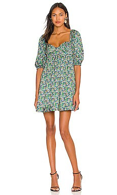 For Love & Lemons Alisa Mini Dress in Green from Revolve.com | Revolve Clothing (Global)
