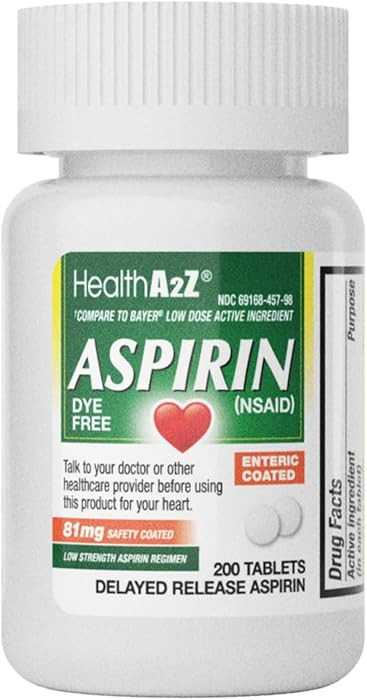 HealthA2Z\u00ae Aspirin 81 mg, DYE Free, Low Strength, 200 Counts, Pain Relief, Reduces Minor Ach... | Amazon (US)