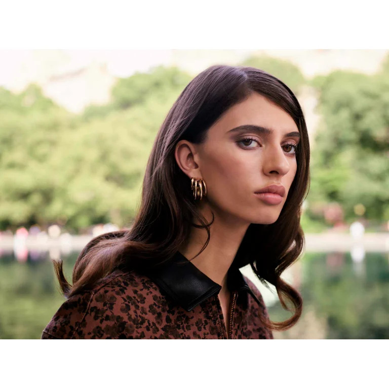 Scoop Women\u2019s Multi Band Sculpted Hoop Earrings, 1 Pair | Walmart (US)