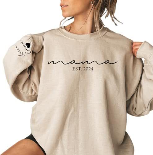 Custom Mama Sweatshirt with Kid Names on Sleeve Personalized Mom Sweatshirt for Women Christmas G... | Amazon (US)
