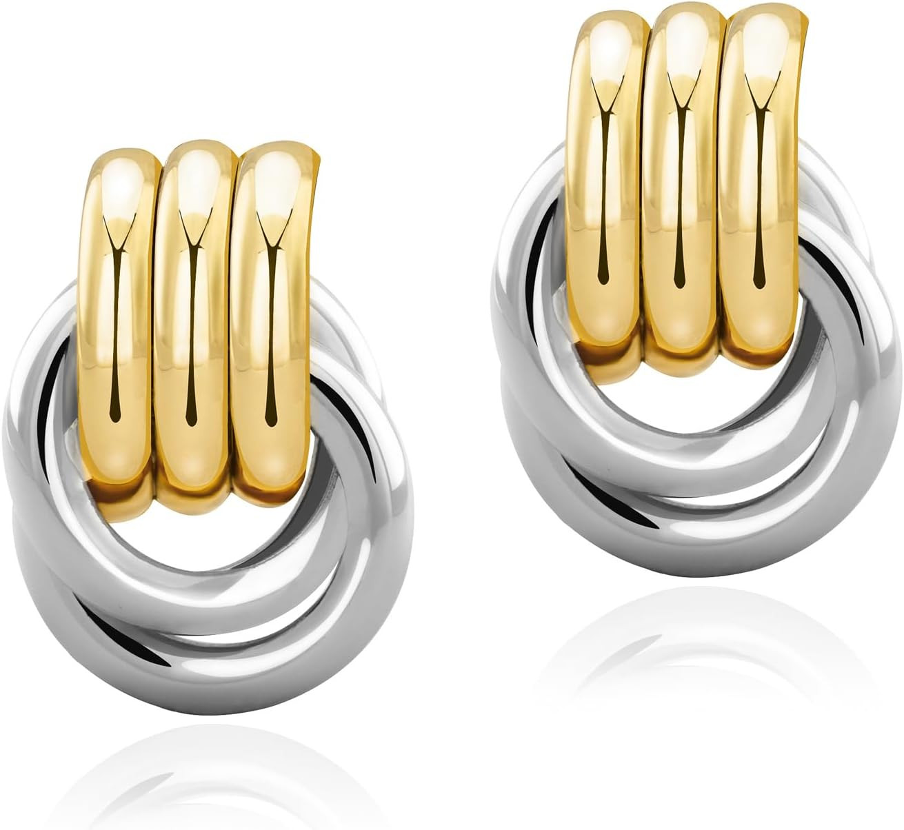 Chunky Gold SIlver Knot Earrings for Women Statement Dangle Earrings | Amazon (US)