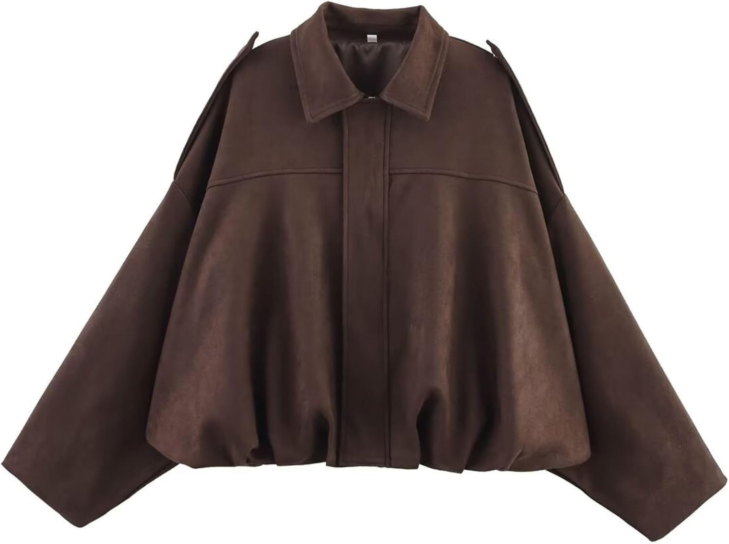 Xunger Women's Faux Suede Bomber Jacket Spring Lapel Pilot Coat Casual Oversized Long Sleeves Trendy Streetwear Outerwear | Amazon (US)