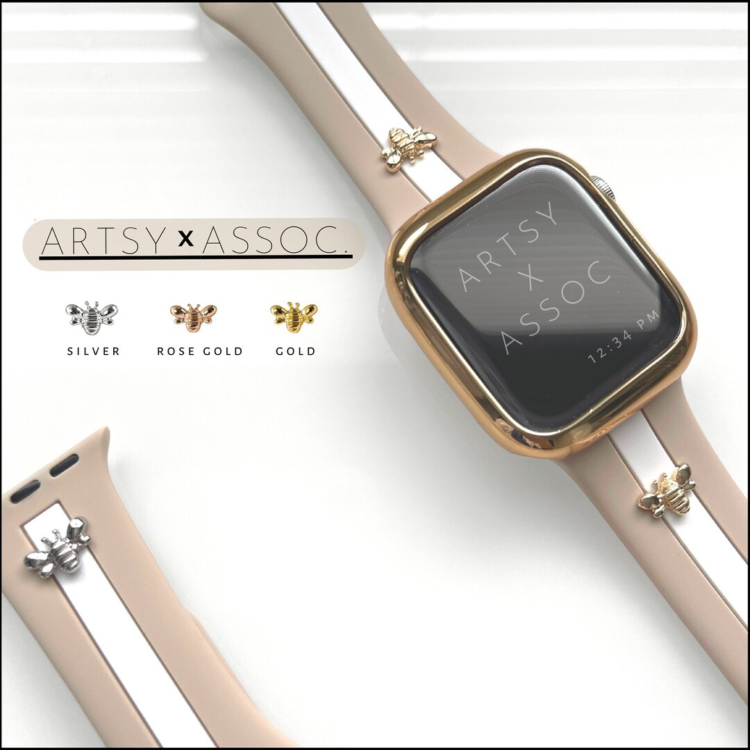 Nude White Watch Band, Luxury Watch Strap, Metal Bee Watch Charm, Series 8 7 6 5 4 3 2 1, 38mm 41... | Etsy (US)