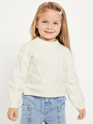 Long-Sleeve Cable-Knit Sweater for Toddler Girls | Old Navy (CA)
