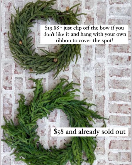 The texture on these two wreaths is so similar! But one is 1/3 the price and actually in stock! This Walmart Christmas wreath is such a great look for less to the popular Afloral Christmas wreath that already sold out! The Walmart wreath is about 18” compared to the Afloral at about 22”. They have very similar rubbery “needles” that I love!
.
#ltkholiday #ltkhome #tlkunder50 #ltkunder100 #ltkstyletip #ltkseasonal #ltksalealert


#LTKHoliday #LTKunder50 #LTKhome