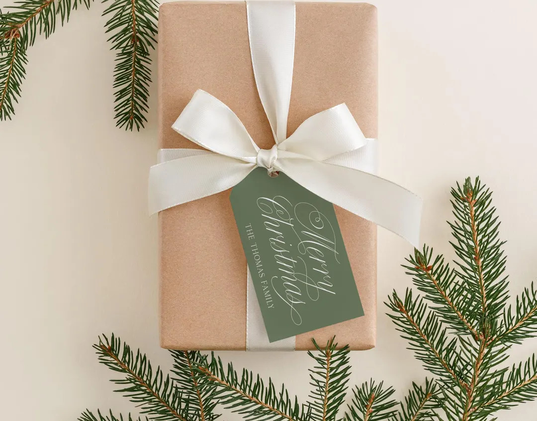 2 X 3.5 Inch Personalized Script Merry Christmas Gift Tags | Custom Gift Tags | Colorful Women Gi... | Etsy (US)