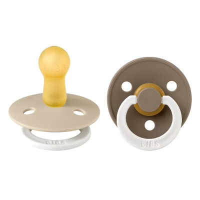Bibs Colour Pacifiers Latex 6-18 Months - Size 2 - Dark Oak Glow/Vanilla Glow - 2pk: Rubber Latex, BPA-Free, Phthalate-Free, Glow-In-The-Dark | Target