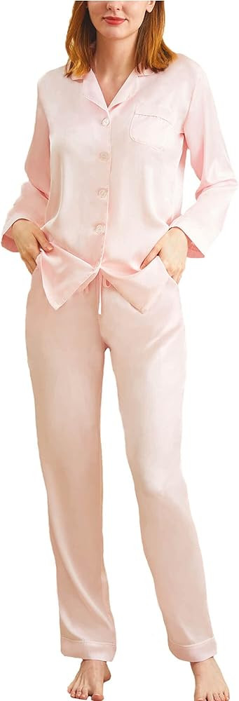 YIMANIE Womens Pajamas Silk Satin Pajama Sets for Women Soft Button Down Womens Loungewear Set wi... | Amazon (US)