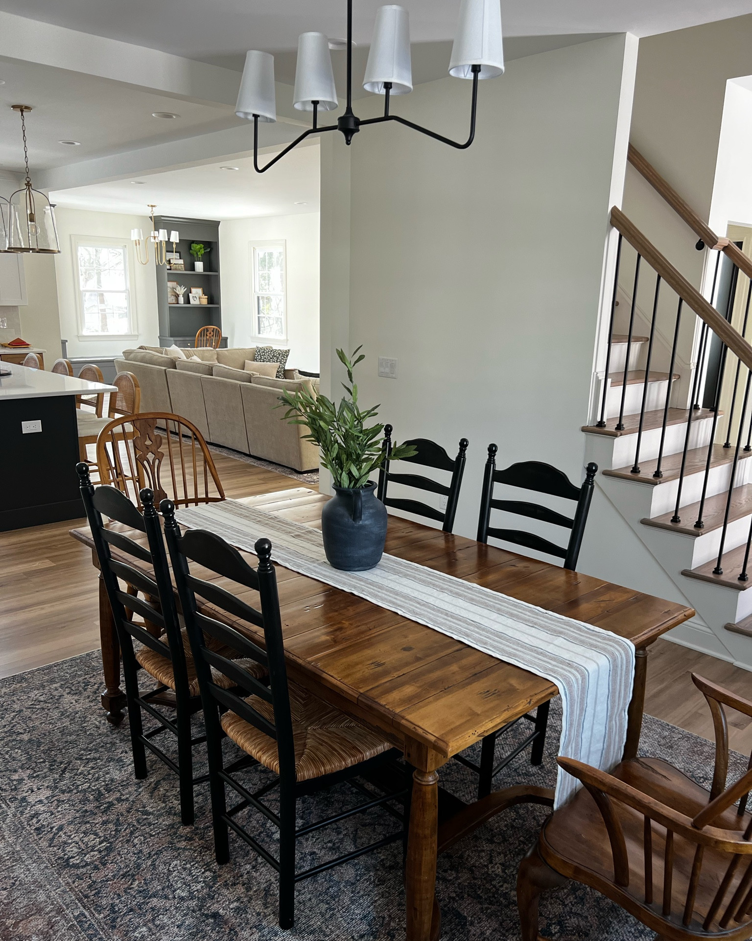 Dining room progress! Love my loloi rug (Billie in ink salmon), black ceiling light, and new table runner from Target! (Dining set is my grandparents handed down like thank you granny chic being cool!) 

#LTKstyletip #LTKhome