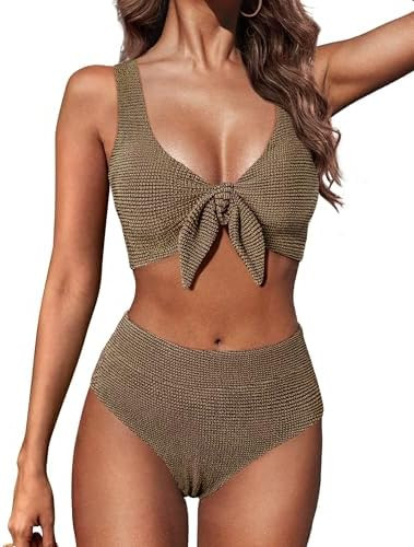 Hanna Nikole Women High Waisted Bikini Sets, Two Piece Swimsuit Tummy Control, Textured Bathing S... | Amazon (CA)