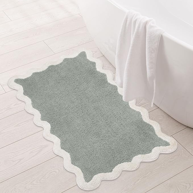 Folkulture Bathroom Rugs or Bath Mat for Farmhouse Bathroom Décor, Bath Rug or Scalloped Bath Ma... | Amazon (US)