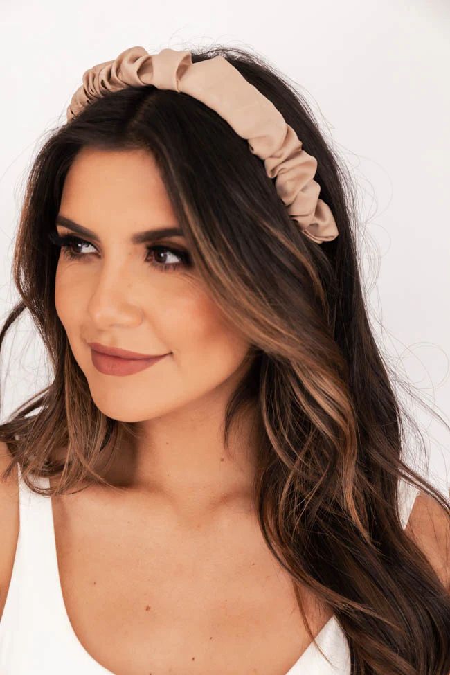 Seek The Weekend Scrunched Beige Headband | The Pink Lily Boutique