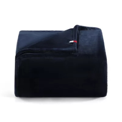 Tommy Hilfiger Plush Blanket Microfiber Blanket, Navy Blue, King | Belk