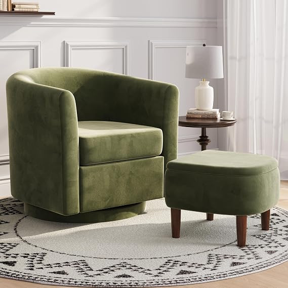 360° Swivel Accent Chair with Storage Ottoman | Amazon (US)