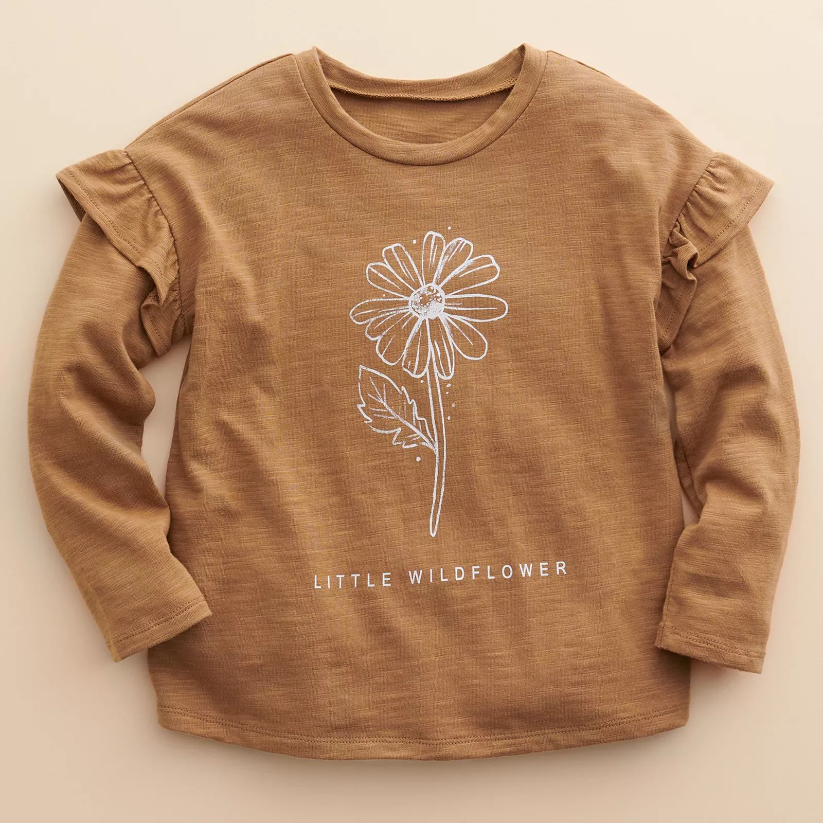 Girls 4-8 Little Co. by Lauren Conrad Organic Ruffled-Sleeve Tee, Girl's, Size: 5, Lt Brown | Kohl's
