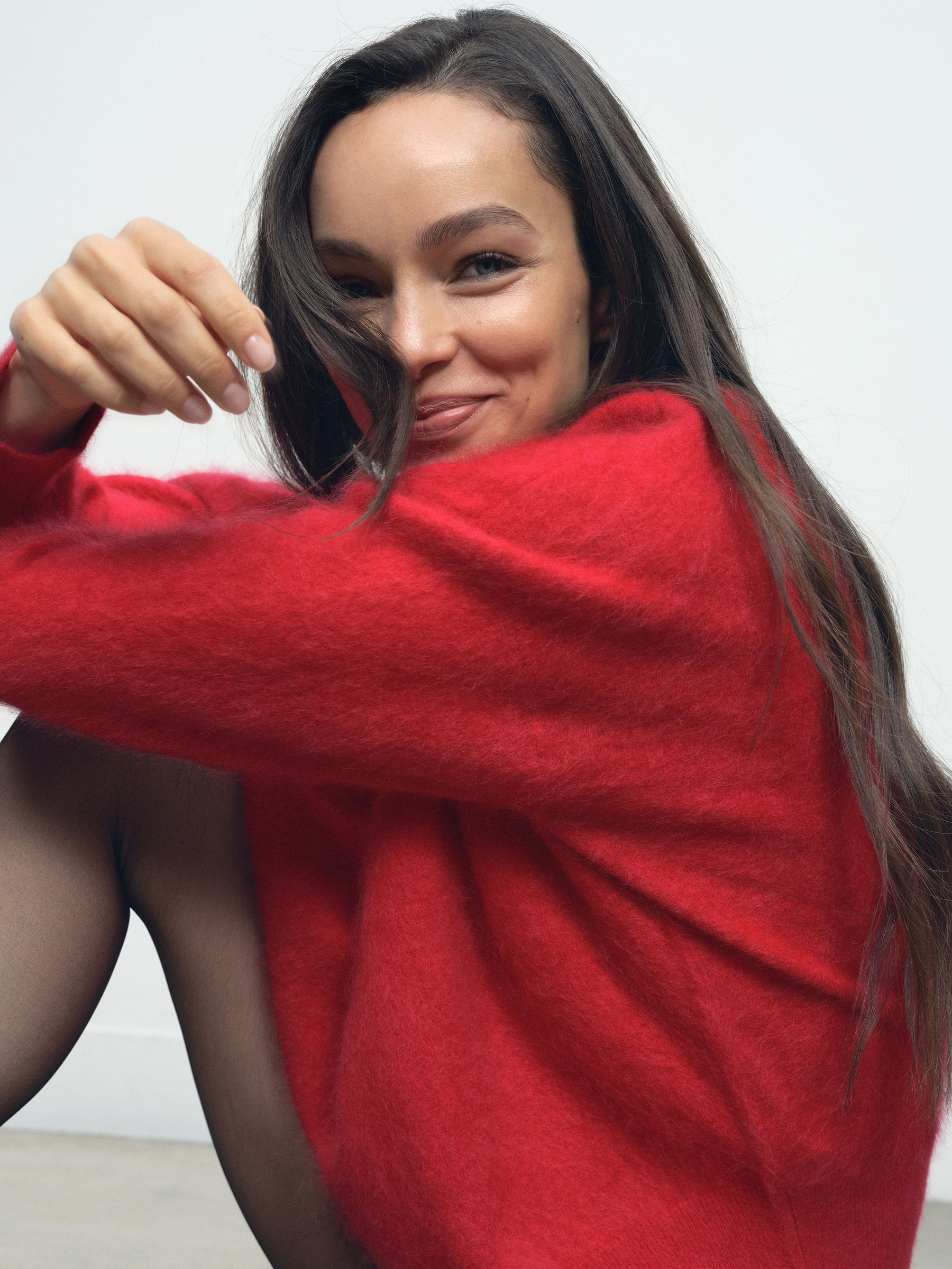 Reiss Brushed Cashmere Crew Neck Jumper in Red - REISS | Reiss UK