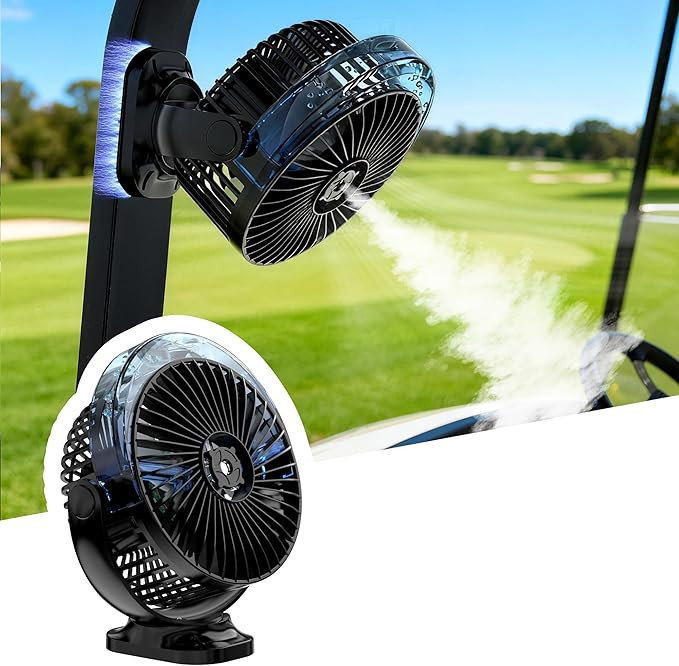 Magnetic Golf Cart Fan with Mist & Light, 12000mAh Power Bank, Great for Dad Who Golfs, Rechargea... | Amazon (US)