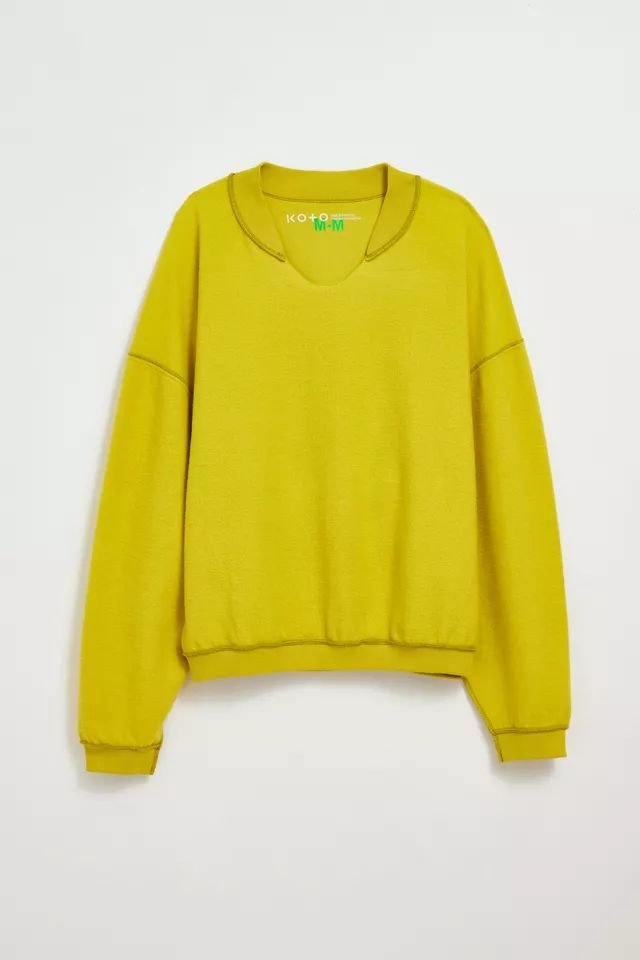 Notched Fleece Crew Neck Sweatshirt | Urban Outfitters (US and RoW)
