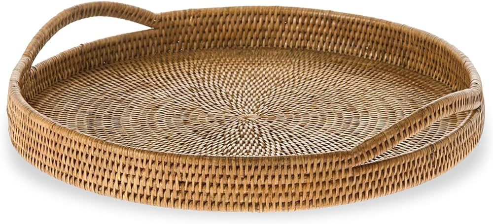 KOUBOO La Jolla Serving Tray, Brown Tray, Rattan Serving Tray, Serving Tray with Handles, Hosting... | Amazon (US)