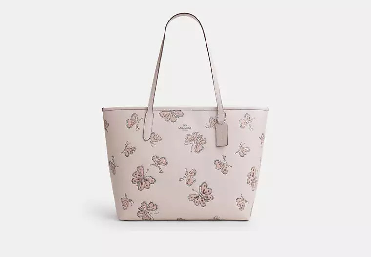 City Tote Bag With Butterfly PrintRating4.8$169(48% off)Comparable Value$325Color: Silver | Coach Outlet US