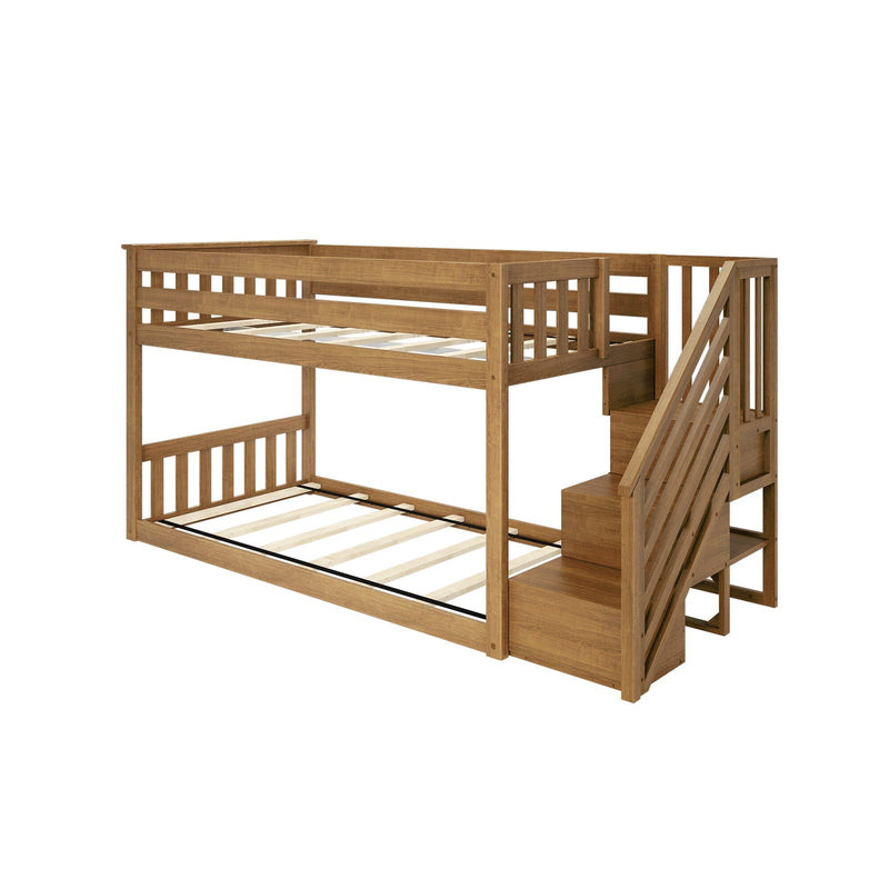 Twin Over Twin Low Bunk Bed With Stairs | max & lily