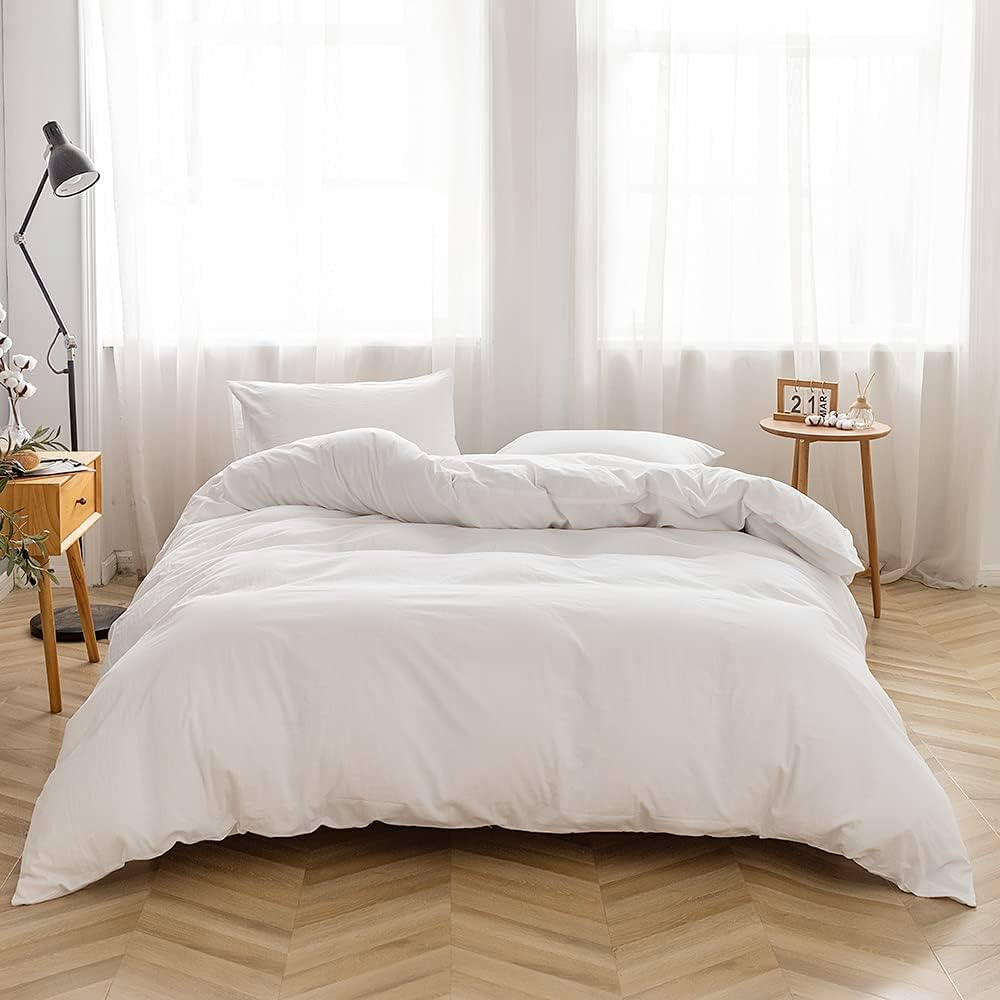 FACE TWO FACE Bedding Duvet Cover Set100% Washed Cotton Duvet Cover Linen Like Textured Breathabl... | Amazon (US)
