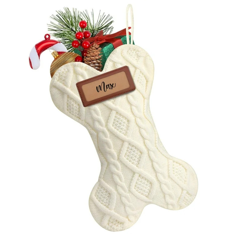 Ayieyill 18" Dog Christmas Stocking, Bone Shape Stocking Christmas for Dog, Large Pet Stockings H... | Walmart (US)