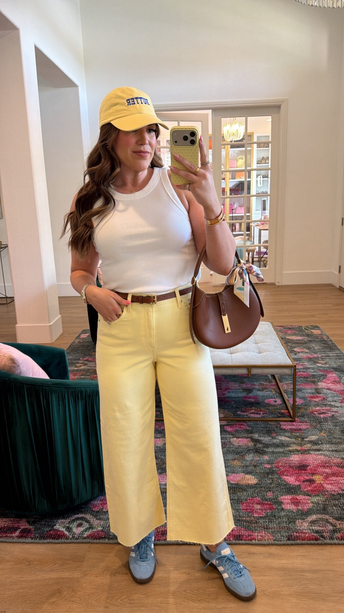 curvy midsize butter yellow outfit for spring! in size large in white ribbed tank and size 30 in butter yellow denim 

#LTKMidsize #LTKSeasonal