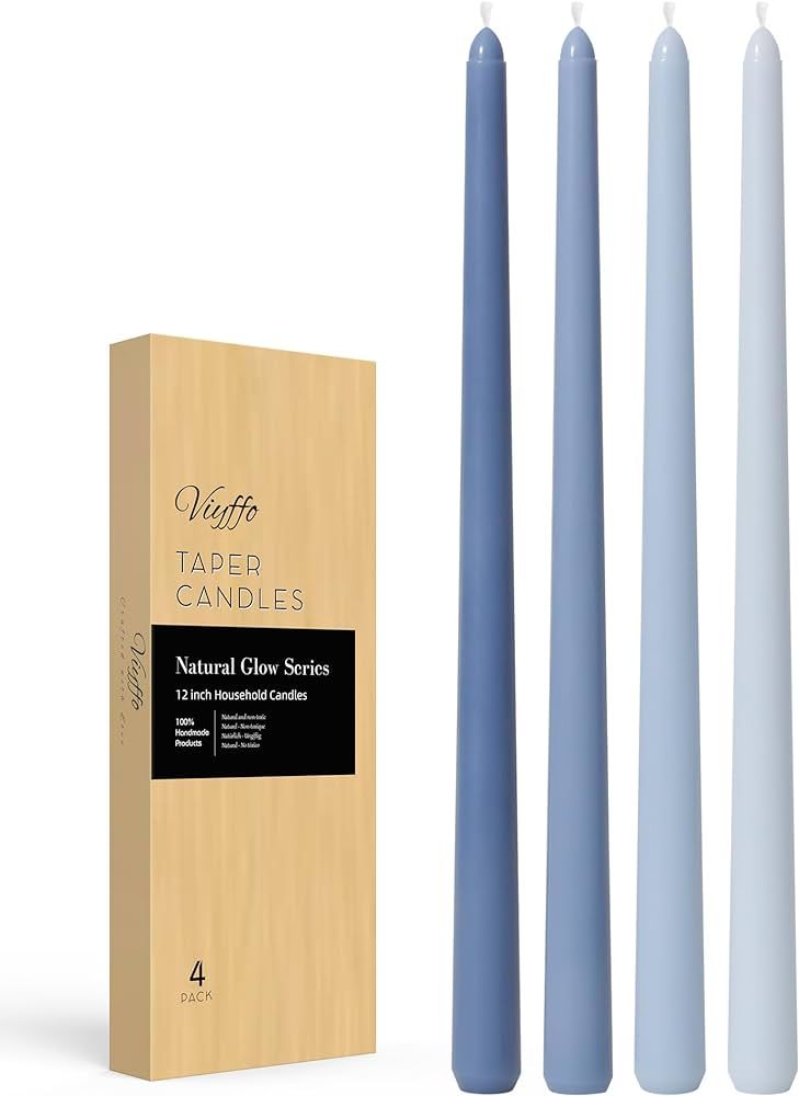 Taper Candles 12 Inch Blue Set of 4 Unscented, Dripless, Smokeless Long Tall Tapered Candlesticks... | Amazon (US)