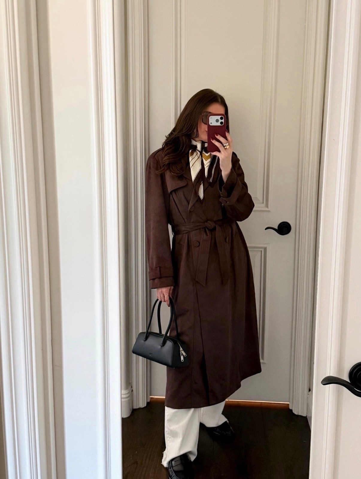 Styling espresso brown suede trench coat for fall 
#trenchcoat #espresso #brown #suede #darkbrown #scarf 

#LTKFindsUnder100 #LTKFindsUnder50 #LTKSeasonal

#LTKFindsUnder50 #LTKFindsUnder100 #LTKSeasonal