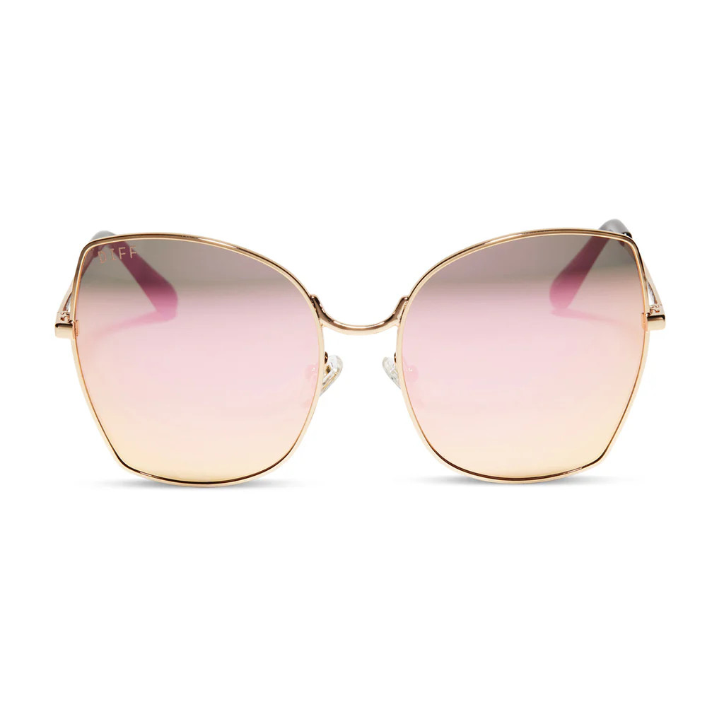 LONNA - GOLD + CHERRY BLOSSOM MIRROR SUNGLASSES | DIFF Eyewear
