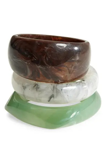 Tasha Set of 3 Resin Bangle Bracelets in Brown Multi at Nordstrom Rack | Nordstrom Rack