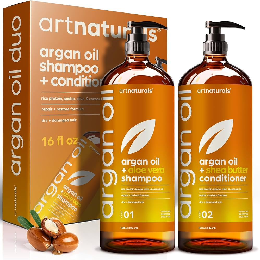 Argan Oil Shampoo and Conditioner Set - Sulfate-Free Formula with Nourishing Moroccan Oil and Ker... | Amazon (US)