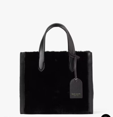 NWT Kate Spade Manhattan Black Faux Fur Tote Handbag $358 | eBay US